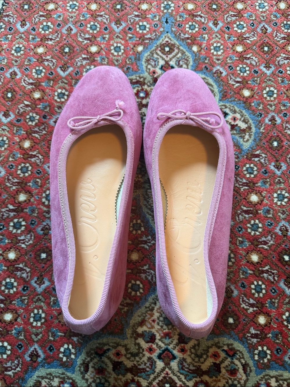 J. Crew Suede Ballet Flats in Mauve Pink